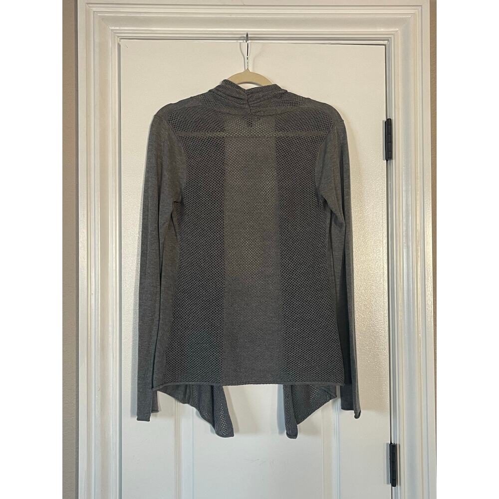 Express Open Front Cardigan Gray Mesh Small - image 6